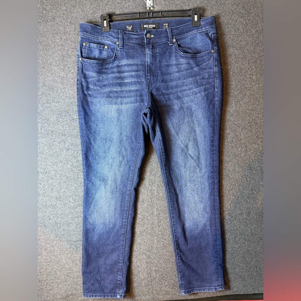 Mbx Denim Men’s‎ Jeans 36X30 Blue Denim Tapered Slim fit Medium Wash